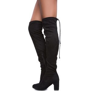 Black Suede Over The Knee Boots